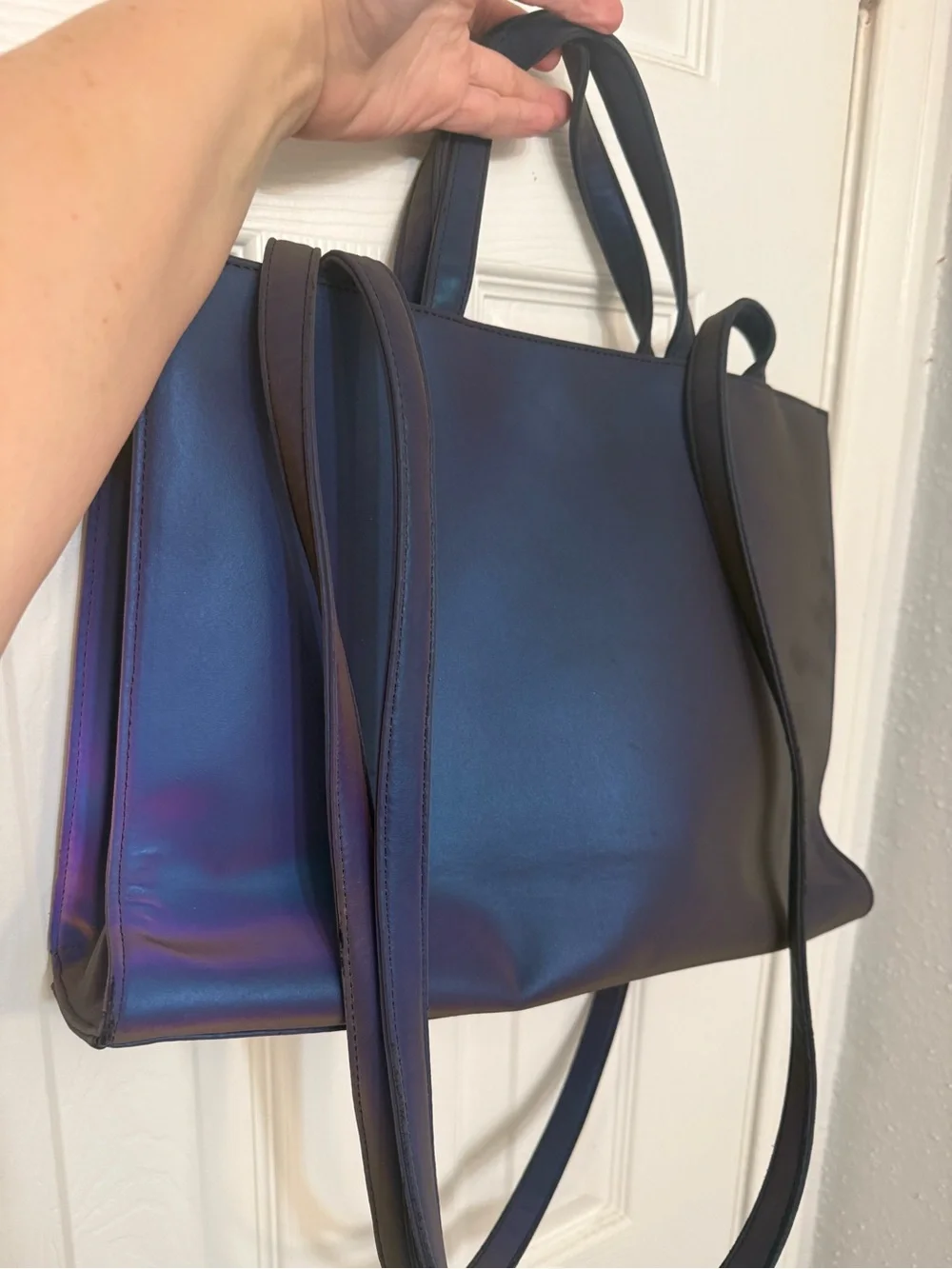 Telfar Iridescent Navy Purple Shopping Medium Tote